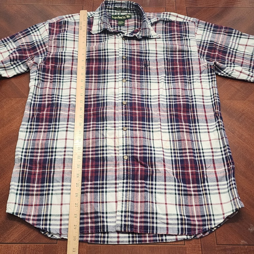 VTG 90s Knights of the Round Table Plaid Button Down Shirt Large Cotton India - Picture 11 of 11
